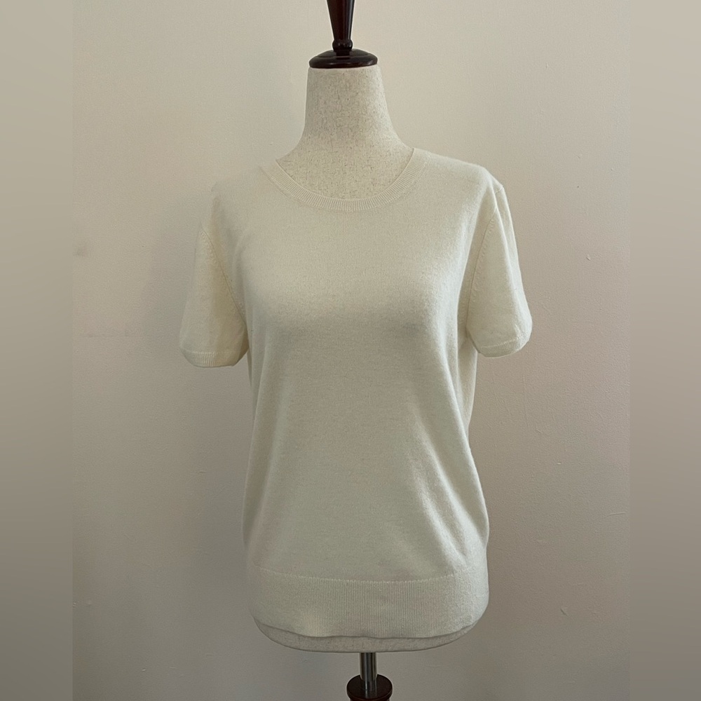 Polo Ralph Lauren Cashmere Short Sleeve Sweater L Ivory
